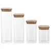 4 Bocaux En Verre Couvercle Bambou