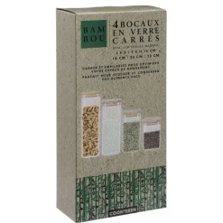 4 Bocaux En Verre Couvercle Bambou