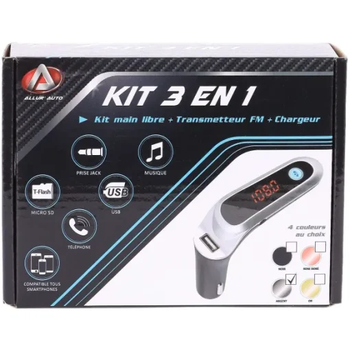 3 En 1 Kit Main Libre + Transmetteur Fm + Chargeur