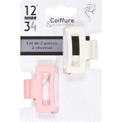 Lot De 2 Pinces Rose Et Beige