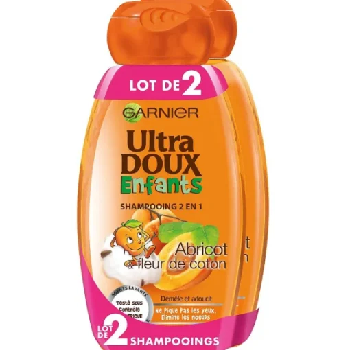 Lot De 2 Shampoings Enfant 2 En 1 Abricot Et Fleur De Coton