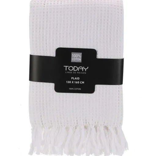 Plaid Nid D'Abeille Blanc