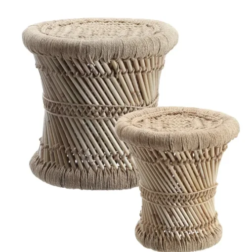 Set De 2 Tables D'Appoint En Corde Naturelle