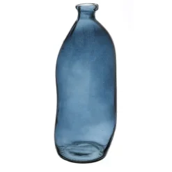 Vase En Verre Recycl Bleu 35Cm